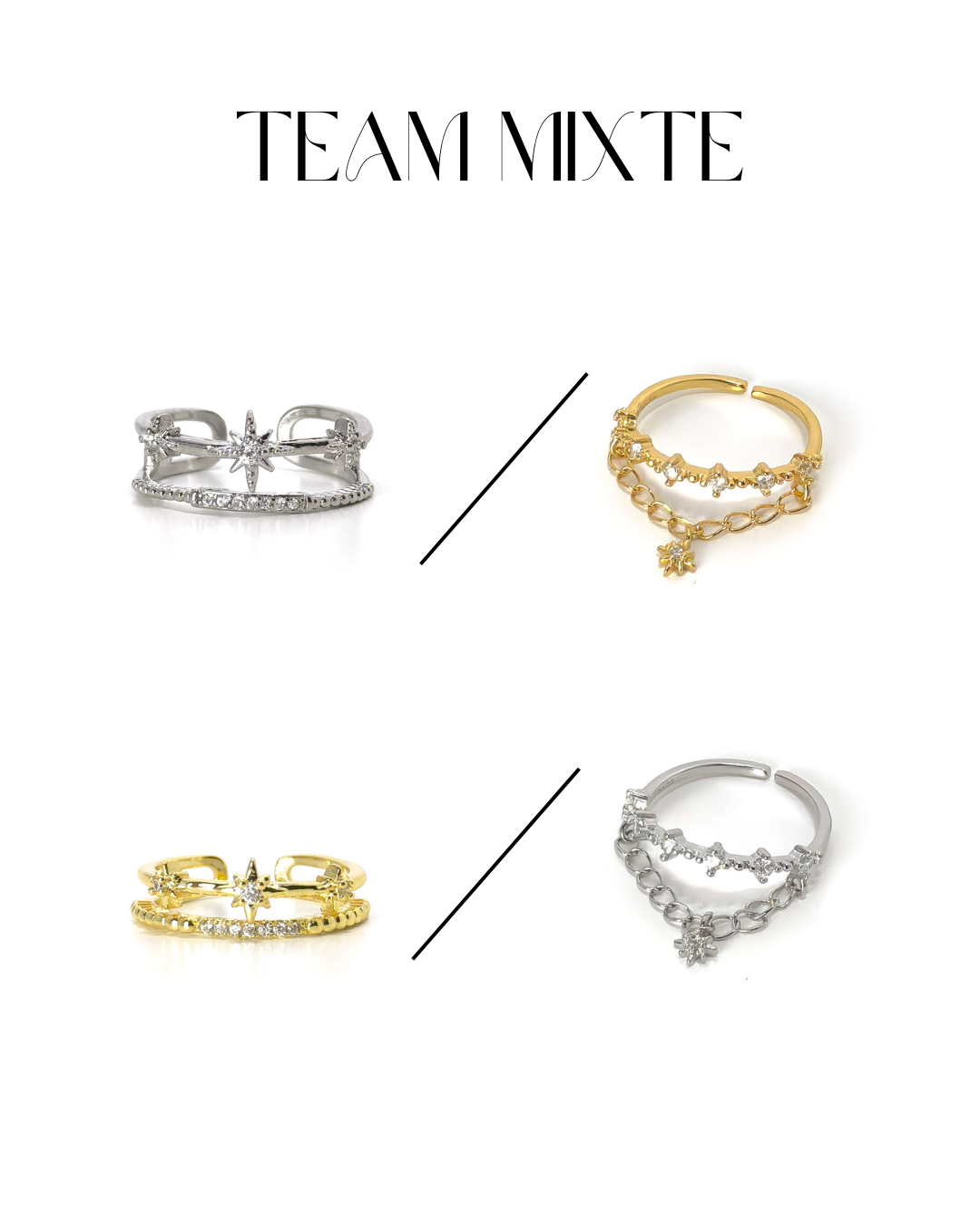 Duo Stellaire - Bagues en Acier Inoxydable